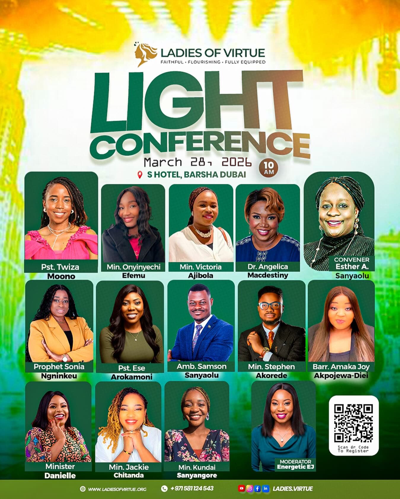 Light Conference 2026 — March 28, 10 AM, S Hotel Barsha Dubai. Ladies of Virtue.
